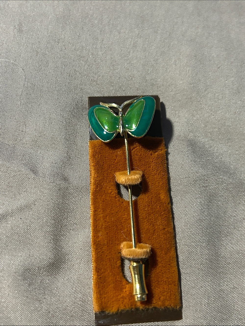 Vintage Green Enamel Butterfly Brooch - Vintage